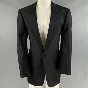 ERMENEGILDO ZEGNA Size 40 Black Wool Peak Lapel Sport Coat